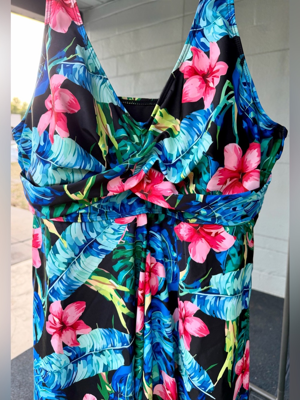 BloomChic Plus Size Twist-Front Floral Print Swim Dress - Picture 2 of 10